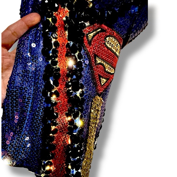 LED Halloween Costume Corset, Supergirl, Superhero, Size M, Sequins, Top, - Picture 4 of 16